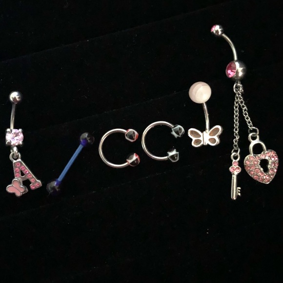 VINTAGE Y2K Random Bundle of Body Belly Eyebrow Charm Rhinestone Piercing Rings - Picture 1 of 3